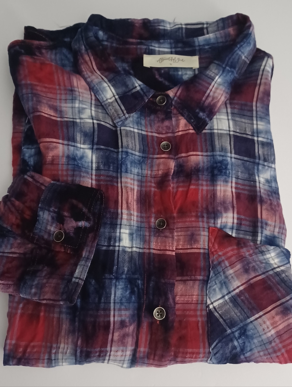 A Beautiful Soul Plaid Rayon Button Down Sz XL